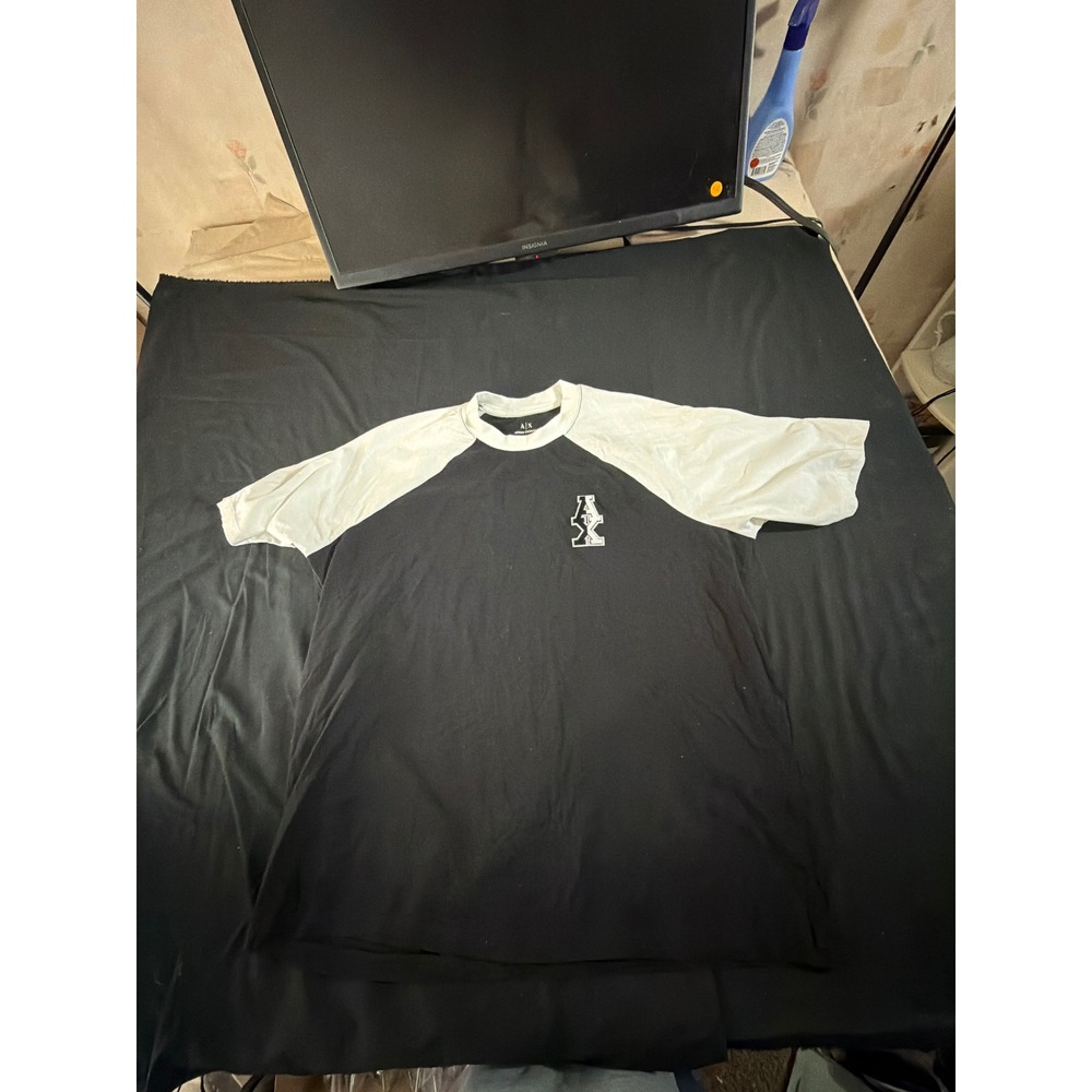 Armani Exchange Mens Raglan Colorblock Logo T-Shirt Black White XL 6DZTLH‎ ZJ9JZ